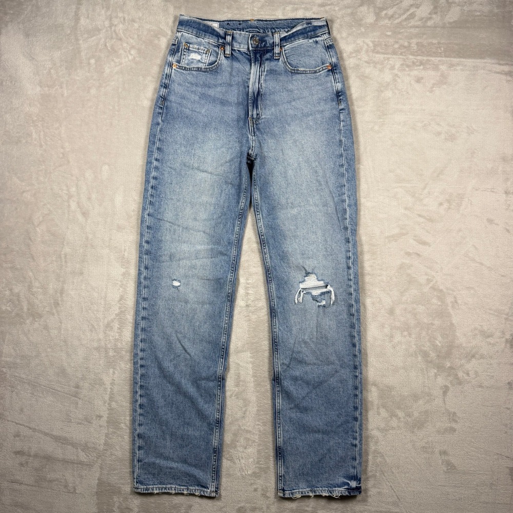 Gap 90s Loose High Rise Jeans Womens Size 25 0R Light Wash Distressed Ripped